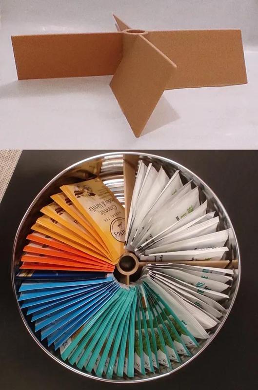 Tea organizer for a round box   