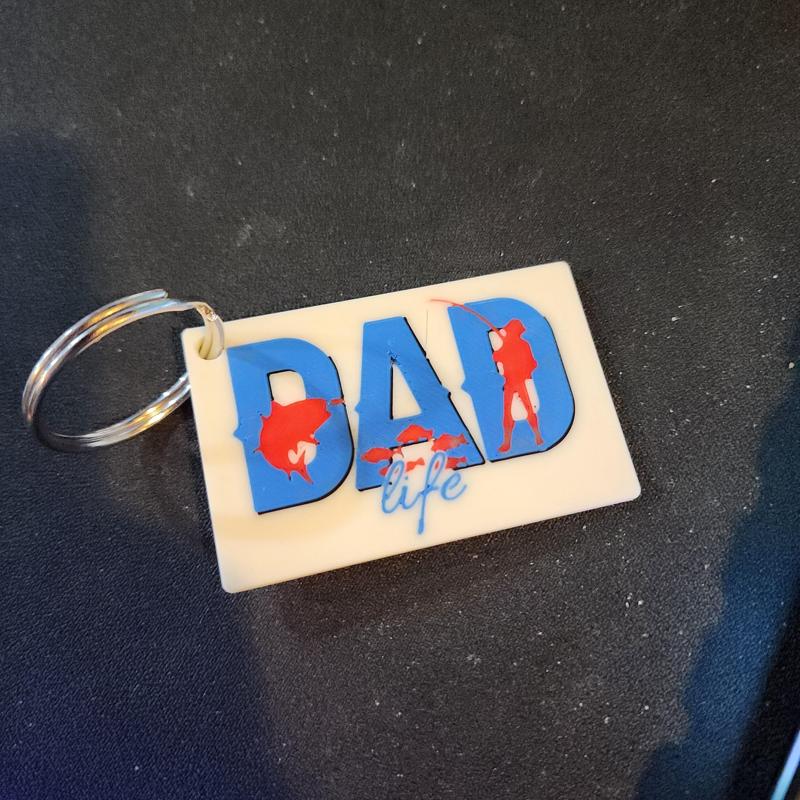 DAD life Fishing Keychain.3mf