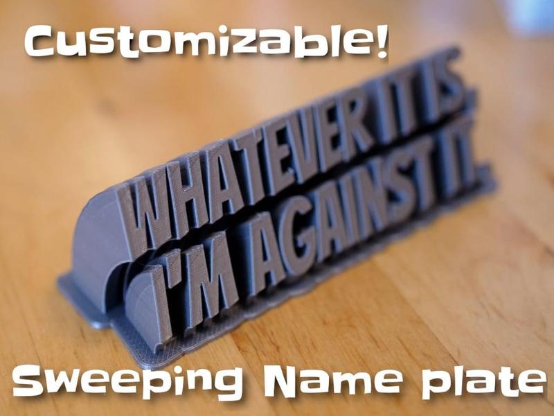 Sweeping 2-line name plate (text)