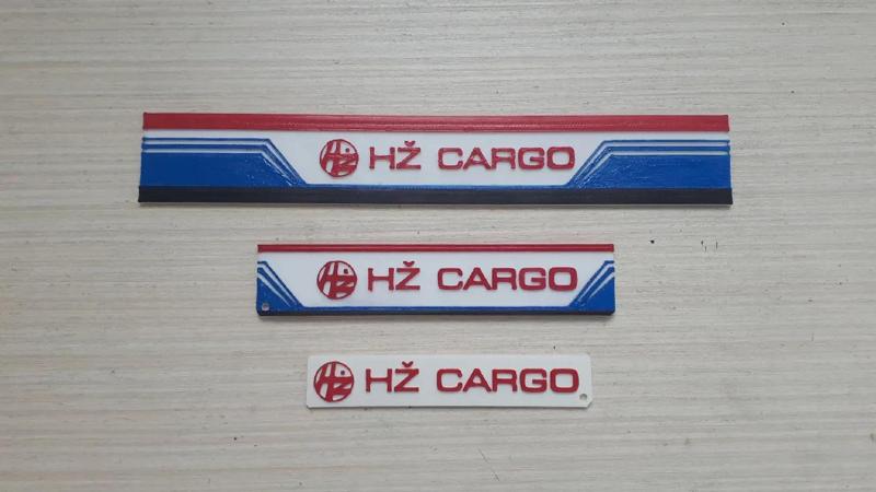 HŽ CARGO logo pendant of HŽ 2062 0XX, Three variants: smallest, middle, and large 200mm   