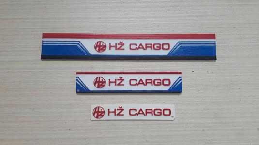 HŽ CARGO logo pendant of HŽ 2062 0XX, Three variants: smallest, middle, and large 200mm   