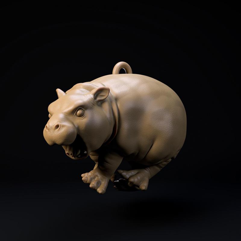 Baby pigmy hippo Christmas decoration - cute animal