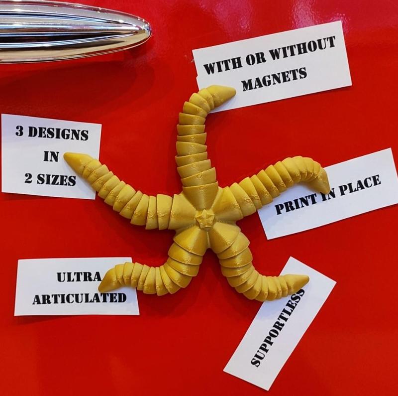 Ultra articulated starfish in two sizes - three variants - with or without magnets