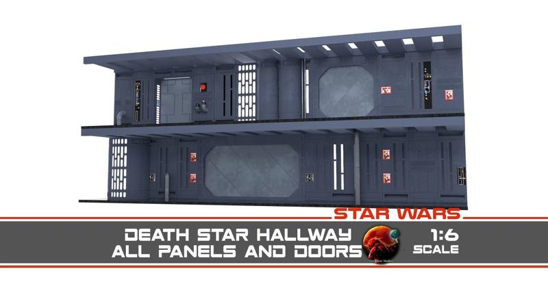 Death Star hallway walls and doors - 1-6 scale Hottoys 3D Model Collection