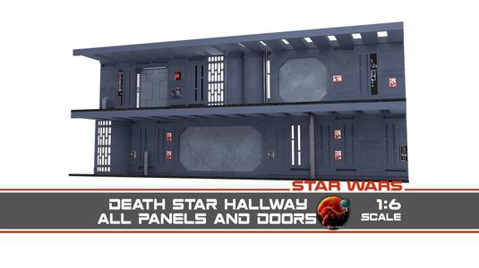 Death Star hallway walls and doors - 1-6 scale Hottoys 3D Model Collection
