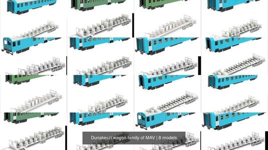 Dunakeszi wagon family of MAV - TT scale 3D Model Collection