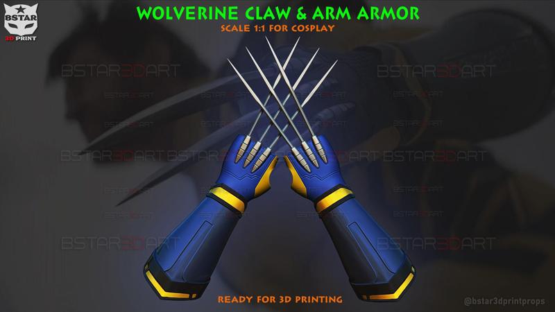 Wolverine Gloves Claw And Arm Armor - Marvel Cosplay 3D Model Collection