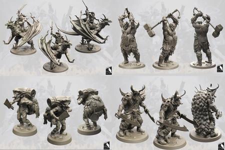 Fantasy Army 28 - 52 mm scale  8 models 3D Model Collection