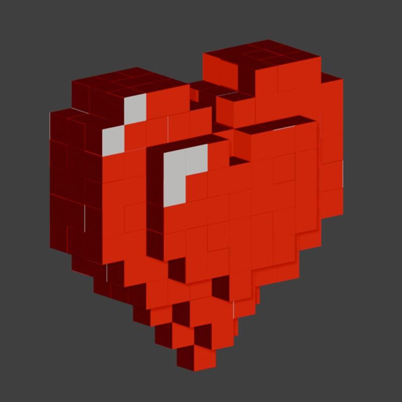 Heart Pixelart 3d Voxel blocks