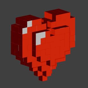 Heart Pixelart 3d Voxel blocks