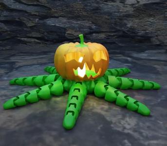 Cute Articulated Flexi Octopumpkin - for LED tealight!