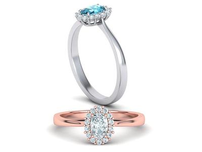 Diana Classic Ring Engagement ring 6x4 Oval stone 3dmodel