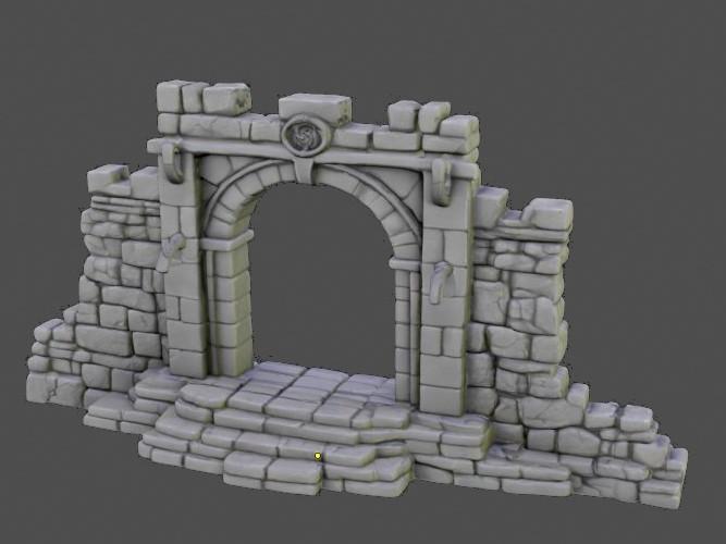 DND Wargame Wall Portal with steps (NOSupport) FDM Easy to print terrain