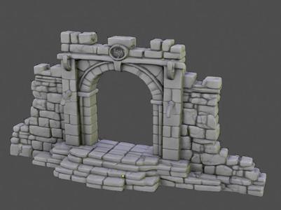 DND Wargame Wall Portal with steps (NOSupport) FDM Easy to print terrain