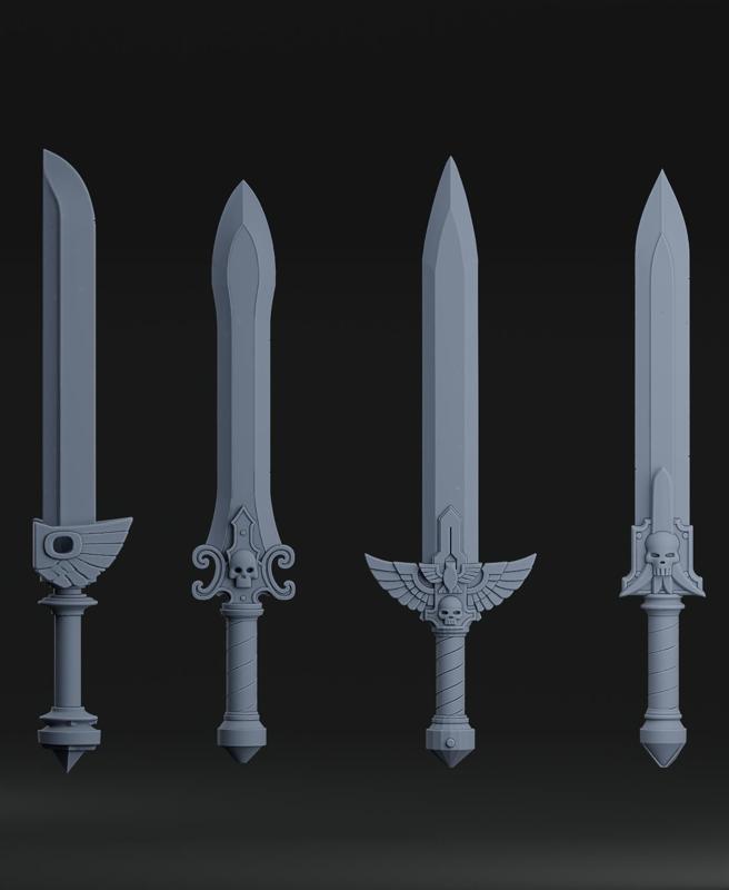 Space marines Power Swords pack & Commissar Saber + Free Dragon skull Warhammer - Tabletop wargames 