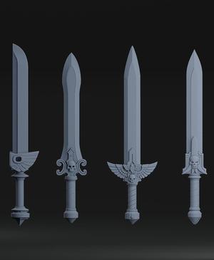 Space marines Power Swords pack & Commissar Saber + Free Dragon skull Warhammer - Tabletop wargames 