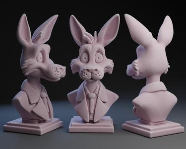 Bust of Coyote in a Suit.