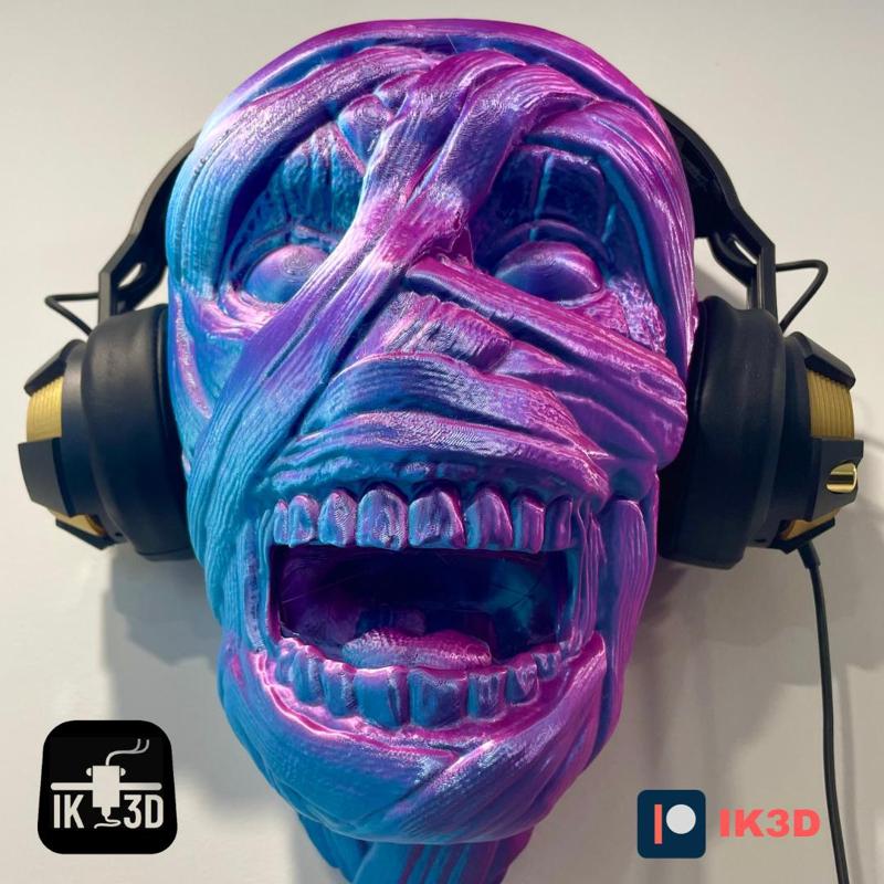 MUMMY HEAD WALL MOUNTED HEADPHONES HOLDER - NO SUPPORTS