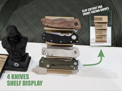 Pocket Knife Display - 4 Knives, Clip cutouts