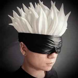 Gojo Saturo Eye Mask With Hair - jujutsu Kaisen Cosplay