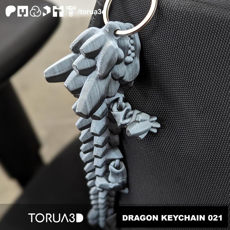 Articulated Dragon Keychain 021 - No Supports - Print in place