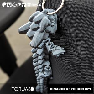Articulated Dragon Keychain 021 - No Supports - Print in place