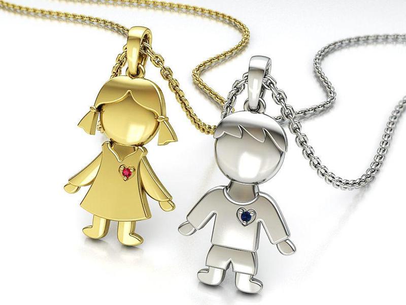 GIRL and BOY PENDANTS BIRTH NECKLACES CHILD PENDANT 3D Model Collection