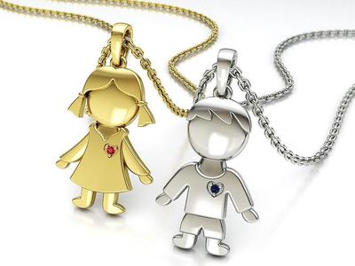 GIRL and BOY PENDANTS BIRTH NECKLACES CHILD PENDANT 3D Model Collection