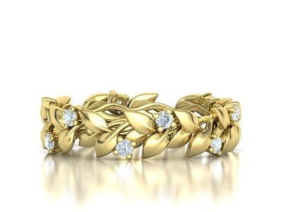 Floral Leaves Eternity Ring Nature Inspired Leaves Ring 9US