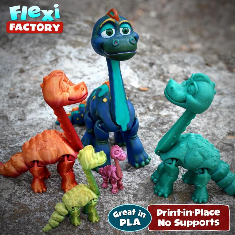 FLEXI FACTORY PRINT-IN-PLACE BRACHIOSAURUS DINOSAUR with 3mf file included!