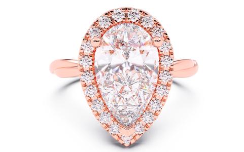 Pear Diamond Halo Setting Solitaire Ring