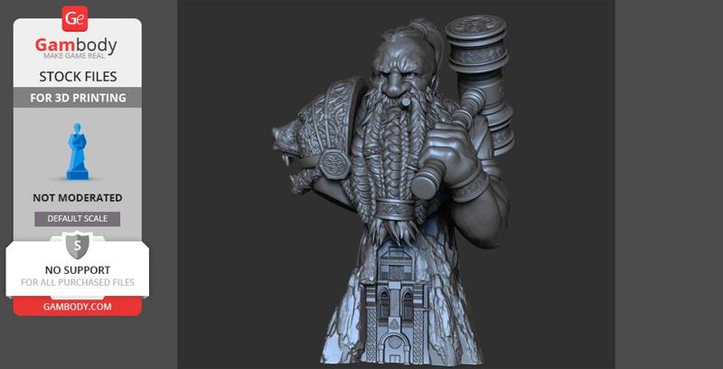 Dwarf Bust Miniature for Painting