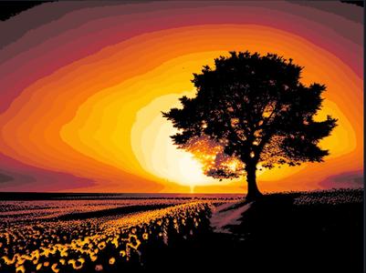 Sunset Tree HueForge (Black,Red,Orange,Yellow,White or 4 Color without White)ams
