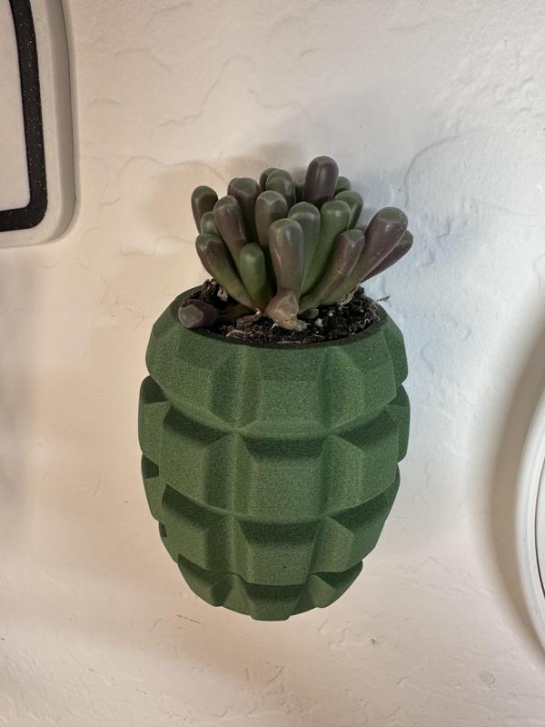 MAKE LOVE (PLANT) NOT WAR - GRENADE SUCCULENT POT - wall mountable pot for small succulent plants