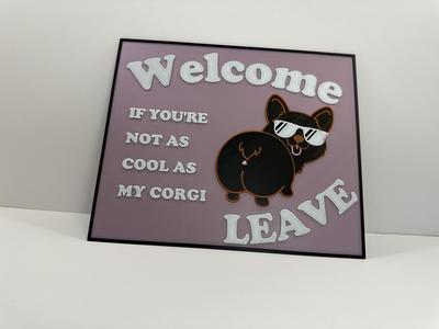 Welcome Corgi Sign