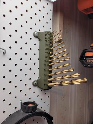 vertical peg board drill bit holder