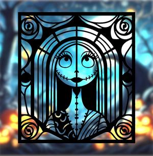 Sally Skellington - Stained Glass Style (2D Geometric Wall Art)