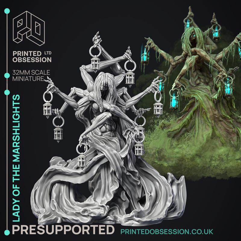 Lady of the Marsh Lights - Boss Monster - PRESUPPORTED - 32mm model