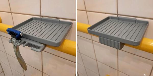 HEWI 33mm Stangengriff Stangensystem Haltegriff Halter Ablagefläche für Feuchttücher Box (verschraubt) / HEWI 33mm bar handle bar system grab bar holder storage area for wet wipes box (screwed)