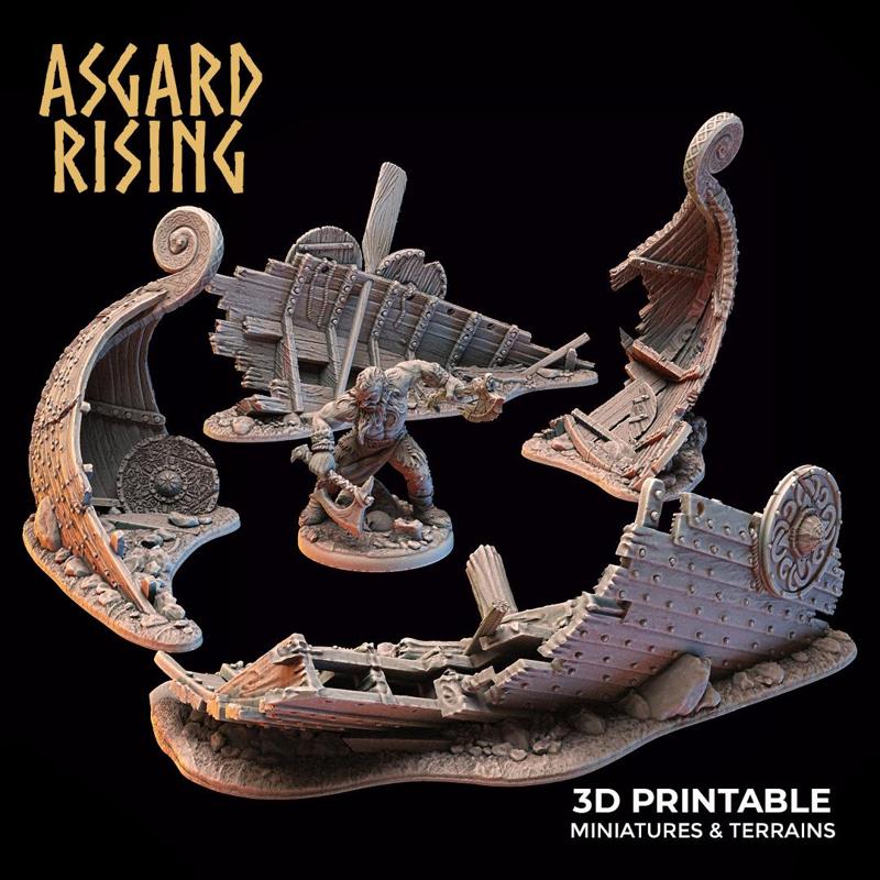 Drakkar Snekkar Wreck /Terrain/ /Pre-supported/