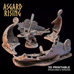 Drakkar Snekkar Wreck /Terrain/ /Pre-supported/
