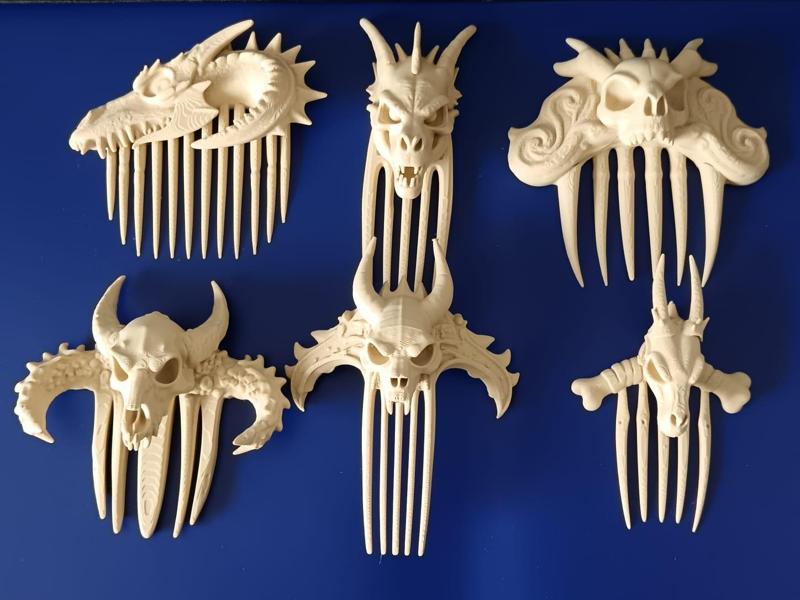 Dragon Skull Hair Combs - Set 01