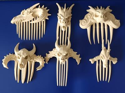 Dragon Skull Hair Combs - Set 01