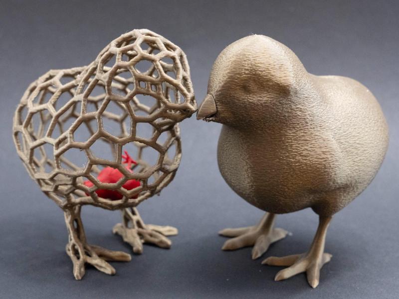Easter Voronoi Chick with red baby chick inside.