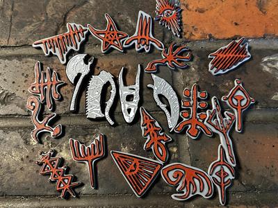 Set of 21 fridge magnets in Bloodborne style