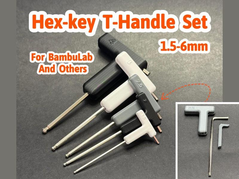Hex Keys T-Handle Set 1.5 - 6mm For Bambu Lab