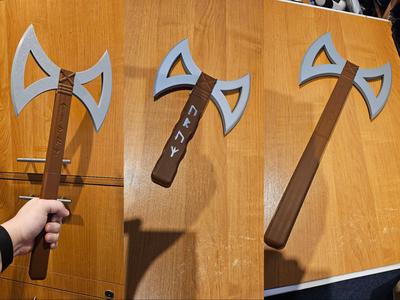 Battle Double Axe with slavic runes