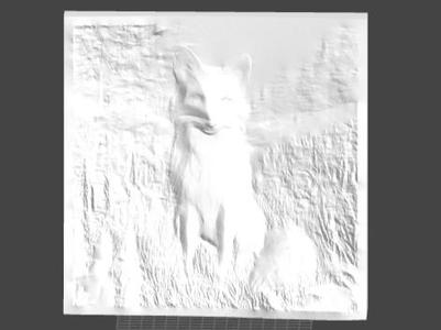 Relief of a fox in a meadow