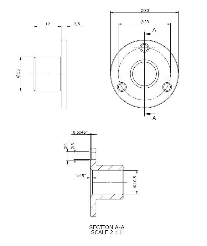 Cable pass through wall 15mm / 10.5mm 