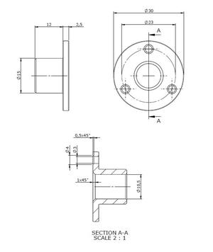Cable pass through wall 15mm / 10.5mm 